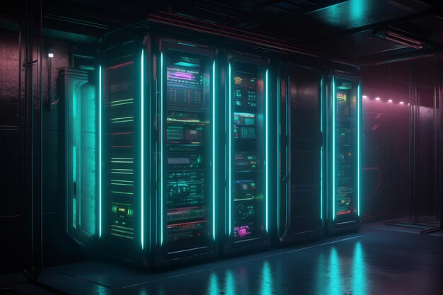 Exploring the Future Futuristic High Tech Server Racks Generative AI