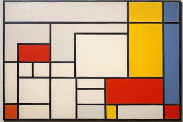 Exploring Harmonious Abstraction Piet Mondrian's Composition with Large Blue Plane Red Black Yel
