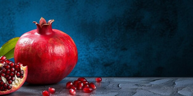 Exploring the health benefits of fresh pomegranate fruit copy space background generative AI