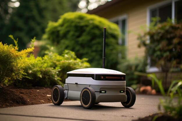 Photo exploring the impact of delivery robots in the evolving landscape of urban logistics