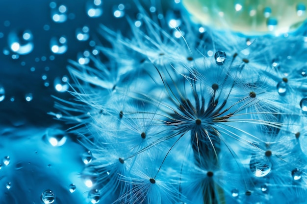Exploring the Intricate Details of Macro Water Drops on Dandelions Generative AI