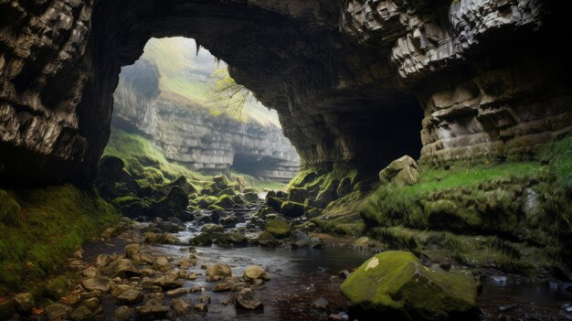 Photo exploring the mystical thorn cave and limestone dales of england