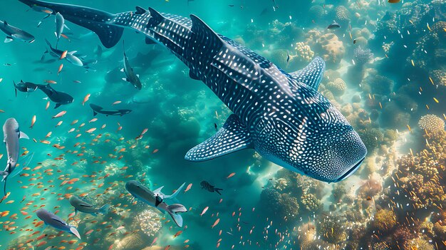 波の下の海生物の神秘的な世界を探索する背景