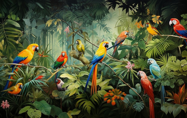 Exploring Nature39s Beauty Vibrant Canopy with Exotic Birds