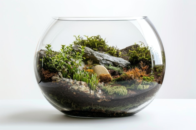 Photo exploring terrarium substrate on white background