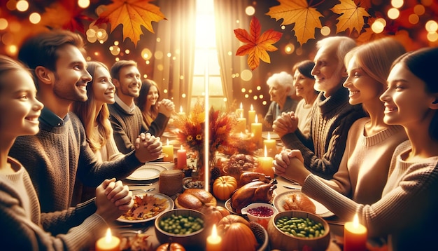 Foto esplorare il concetto del giorno del ringraziamento tradizioni cibo e riunioni familiari