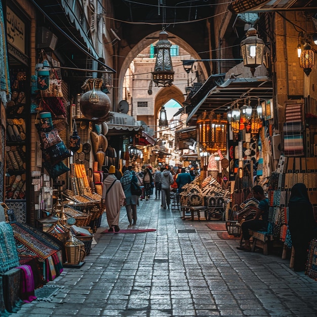 Photo exploring the vibrant khan el khalili bazaar in cairo