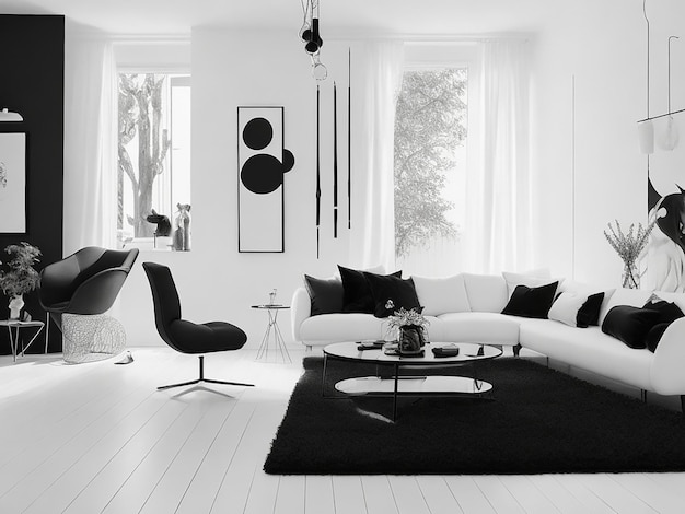 Exploring the World of Black and White Interiors Generative AI