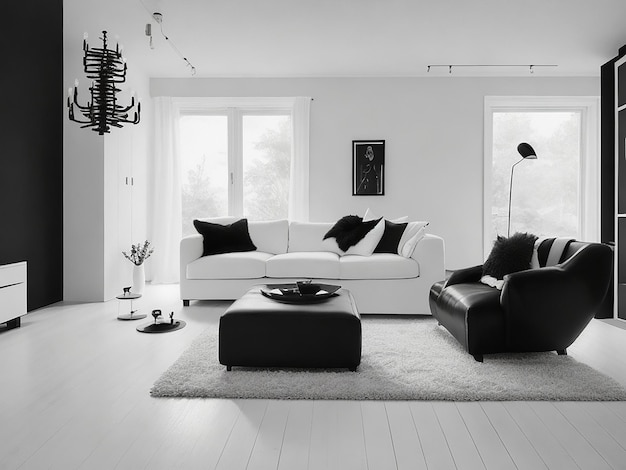 Exploring the World of Black and White Interiors Generative AI