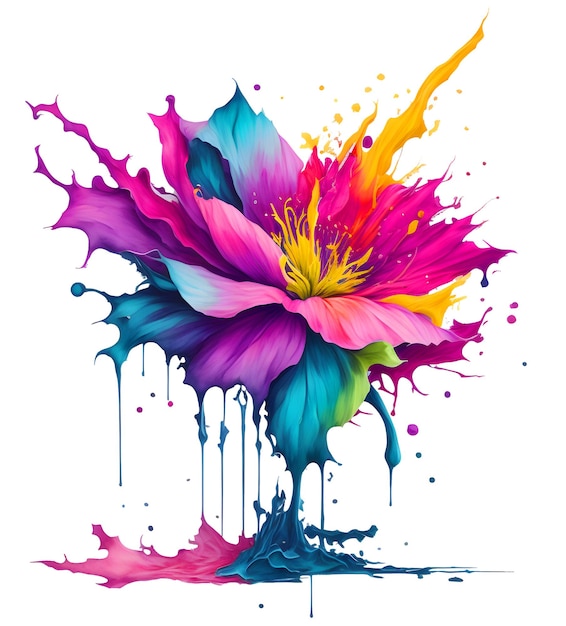 Explosie kleurrijke splash bloem en blad vorm kleur splatter vlek penseelstreken