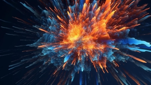 Foto explosie van gekleurd poeder op een donkere achtergrond generatieve ai