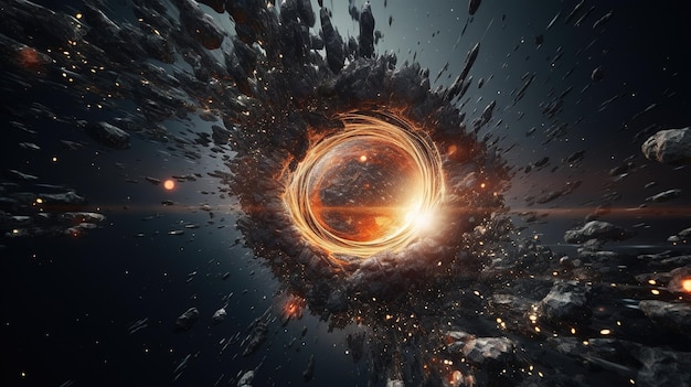explosie van materie in een zwart gat voor stervorming in de ruimte