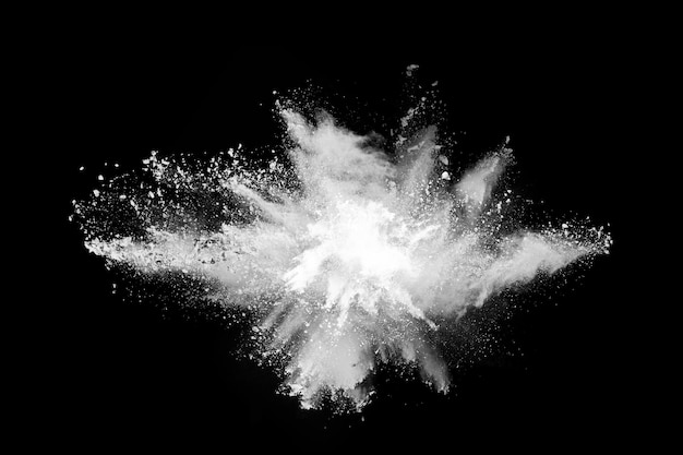 Explosie van wit poeder