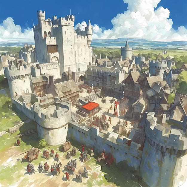 Explosieve belegering Middeleeuws kasteel onder aanval