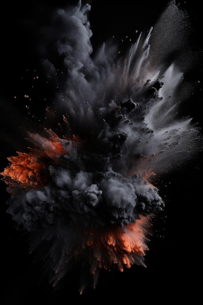 Explosion of black colored powder on black background ar 23 v 52 Job ID c2815e3724d849bc803ac6c5ffc913dc