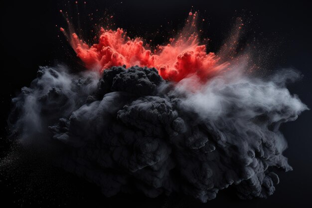 Photo explosion of black colored powder on black background ar 32 v 52 job id 3ef9b683c88d49f08f948e56dbaf6068