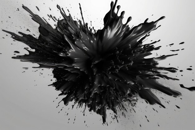 Explosion of black paint on white background Fluid background Color explosion Generative AI