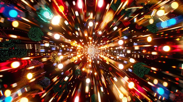 explosion of casino lights in radial centered symmetry