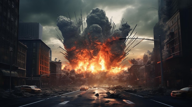 Explosion in the city photo