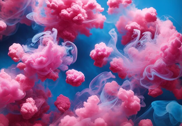 Explosion of a cloud of powder of particles of colors pink on a black background