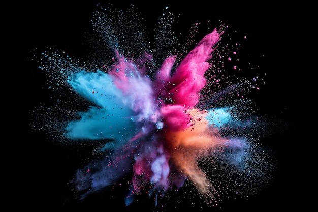 Explosion of colored powder on black background