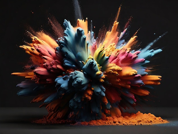 Explosion of colored powder on black background