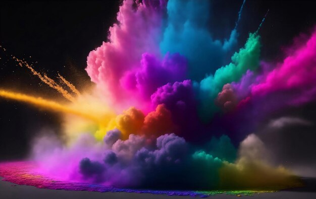 Explosion of colored powder Generative AI Illustration