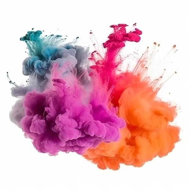 Explosion of colored powder on white background generate ai