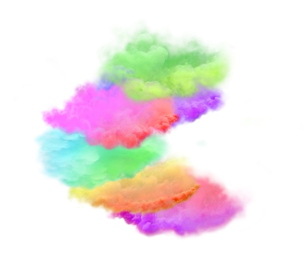 Explosion of colored smoke cloud Rainbow smoke isolated on white background