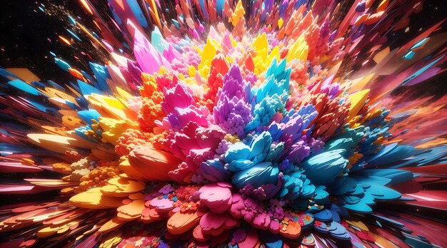 Explosion of colorful dry powder splatted background Ai Image