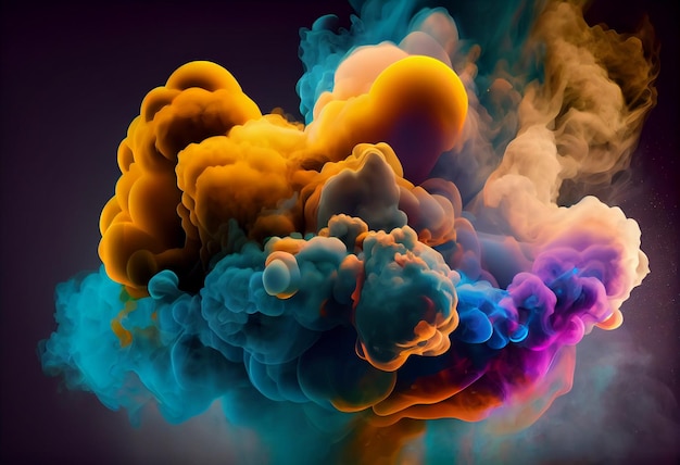 Explosion of colorful powder on grey background Generative AI