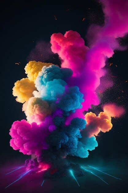 an explosion of colorfull smoke