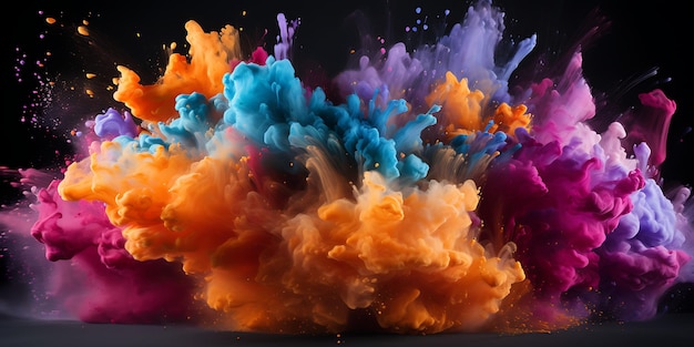 Explosion of coloured powder