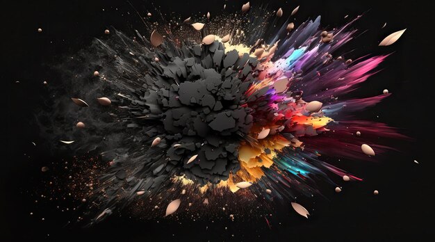 explosion of dust and colors on a black background