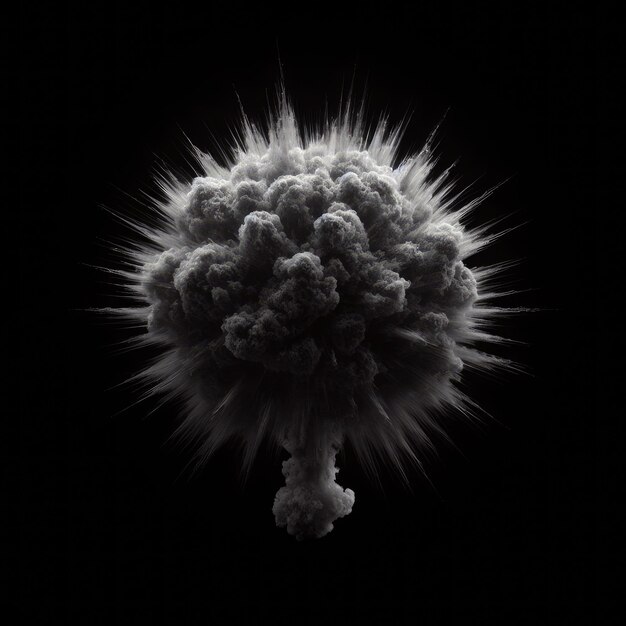 写真 核爆弾の爆発 黒い背景のキノコの形をした雲