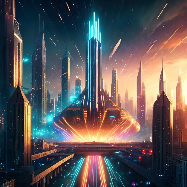 Explosion in a futuristic city