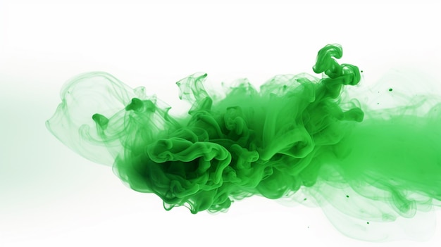 An explosion green smoke on a white background