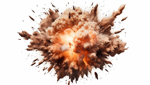 Photo explosion isolated on white background