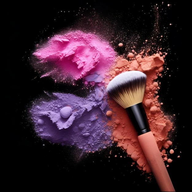 explosion of makeup powder isolate on black