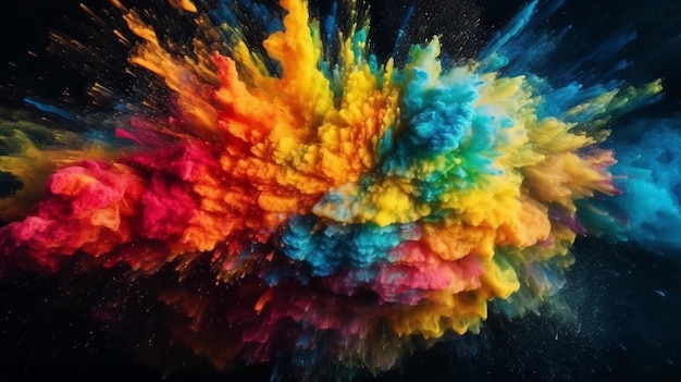 Explosion of multicolored paints Generative AI