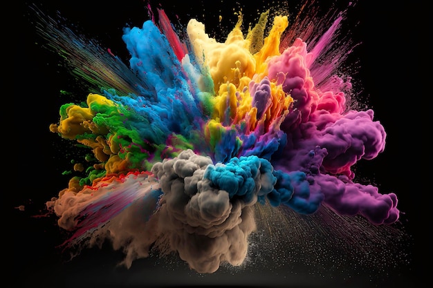 Explosion of multicolored powder Generative AI