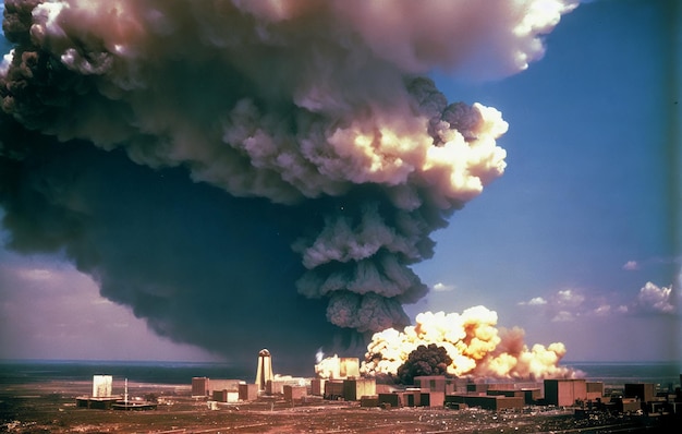 Esplosione della bomba nucleare durante la guerra