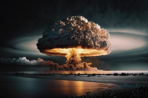 Explosion nuclear bomb in ocean ai generative