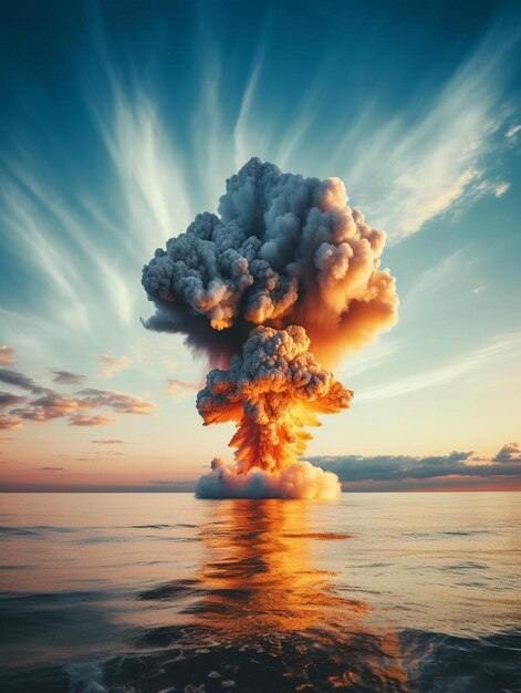 Foto esplosione di una bomba nucleare nell'oceano