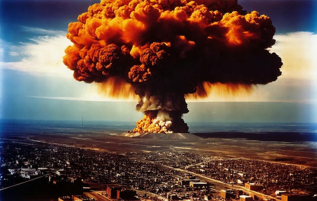 Explosion of nuclear bomb during war