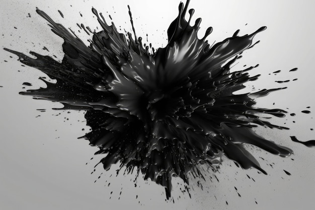 写真 白い背景の黒い塗料の爆発 液体の背景の色の爆発 ジェネレーティブai