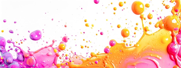 Explosion of pink and orange paint emulsion vibrant abstract banner