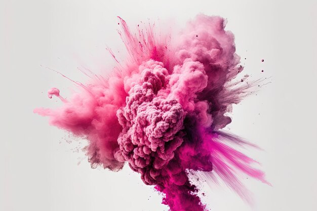 An explosion of pink smoke on a white background bold and vibrant The swirling patterns and billowing clouds of pink smoke Generative of AI