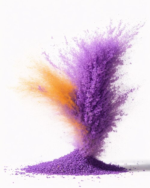 Foto esplosione di fiore viola su uno sfondo bianco