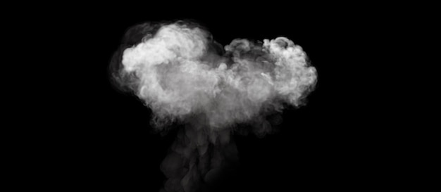 Explosion of smoke made heart white image isolated BG